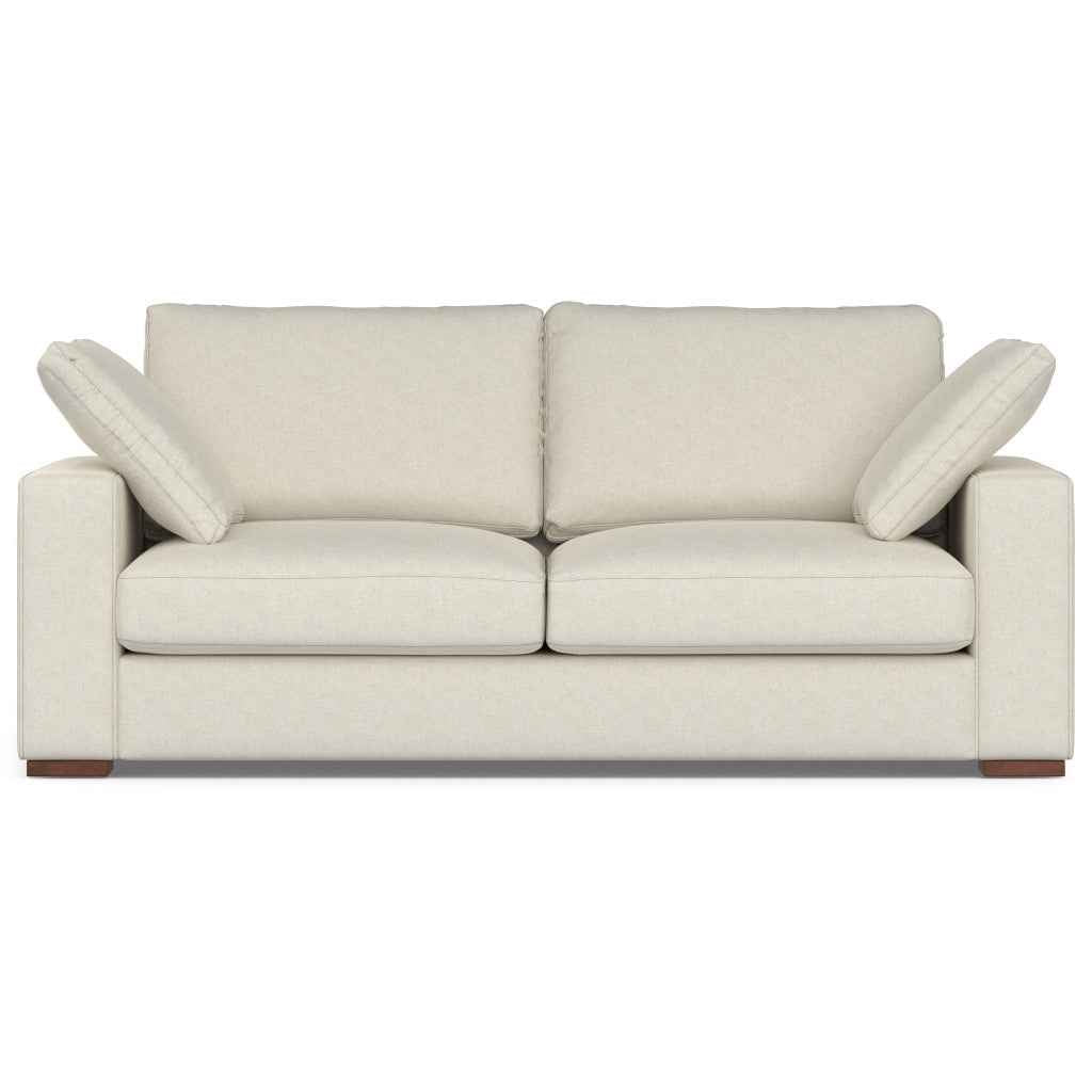 78" Cream Fabric Sofa With Brown Legs