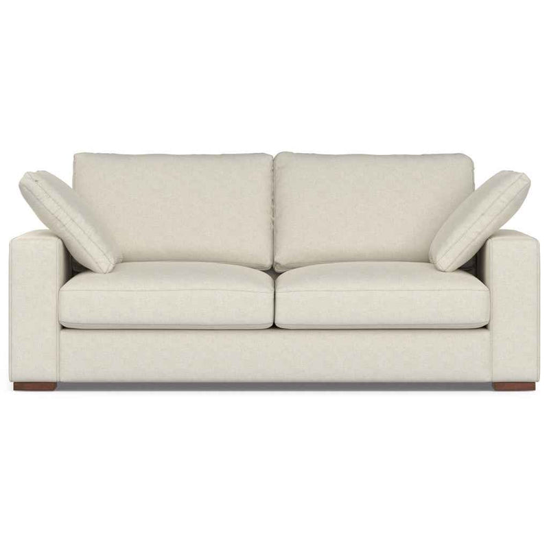 78" Cream Fabric Sofa With Brown Legs