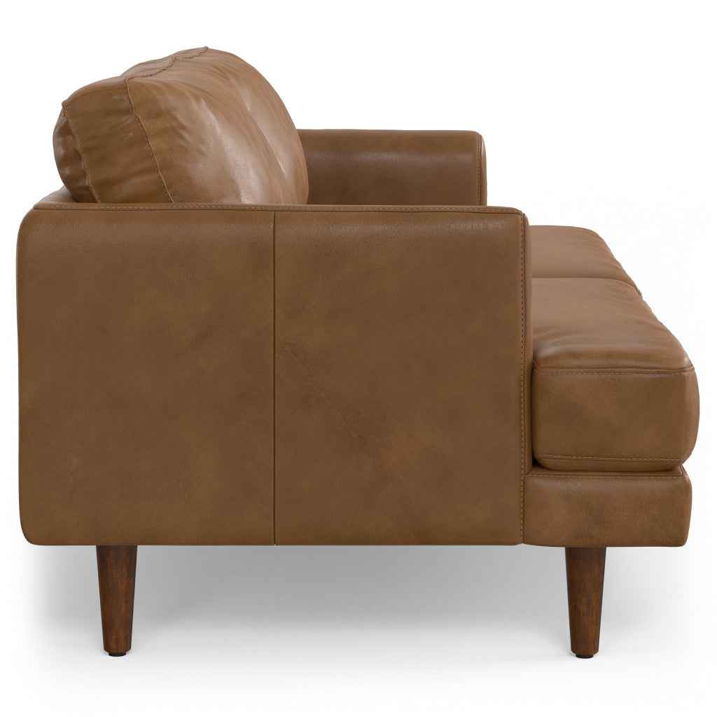 76" Brown Leather Sofa