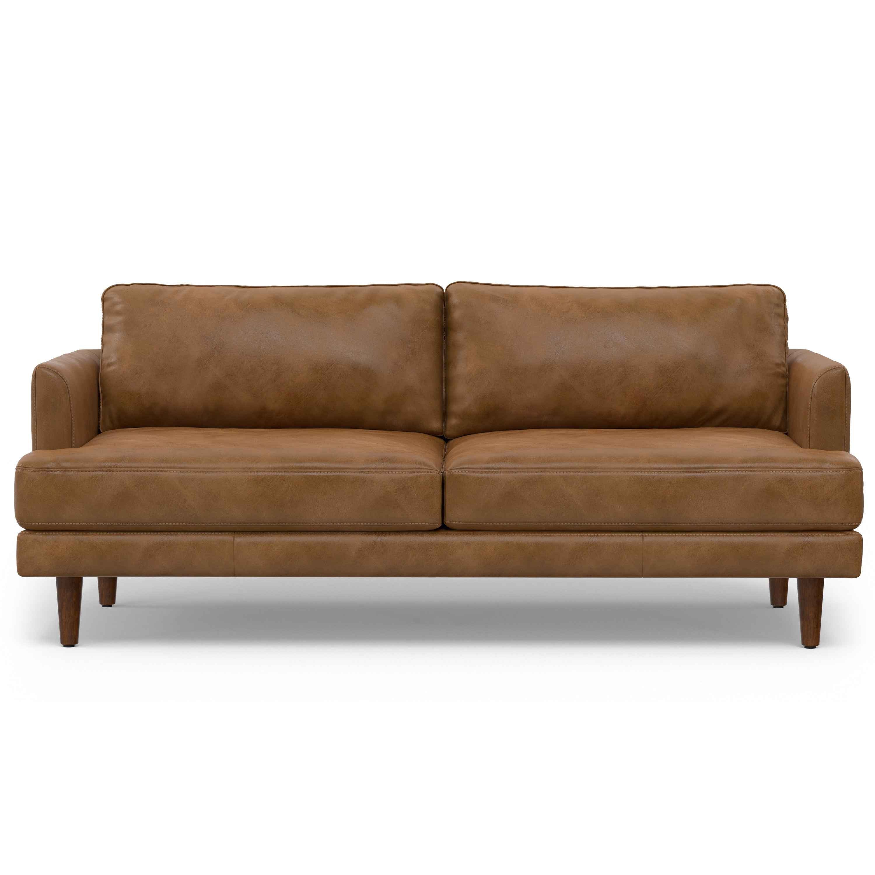 76" Brown Leather Sofa