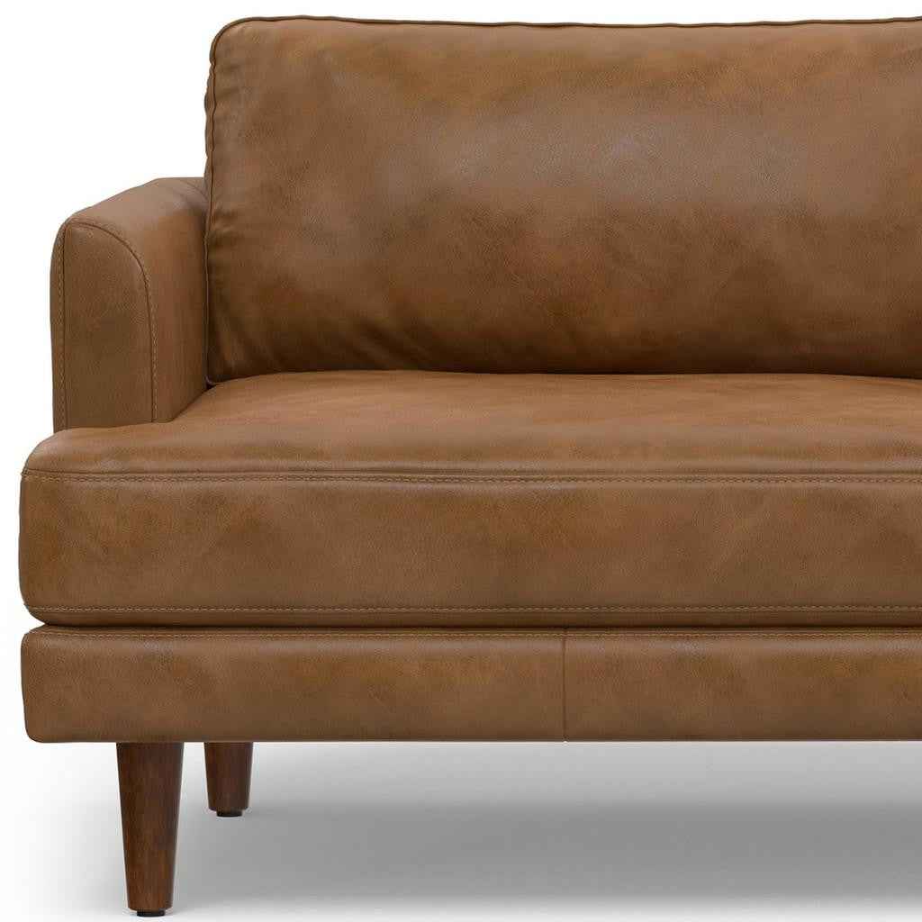 76" Brown Leather Sofa
