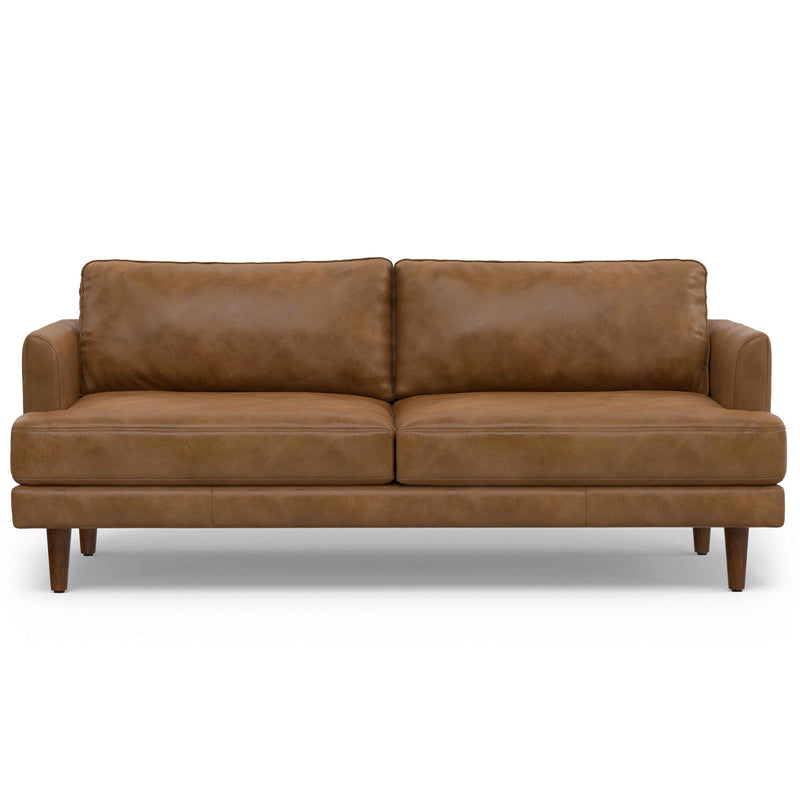 76" Brown Leather Sofa
