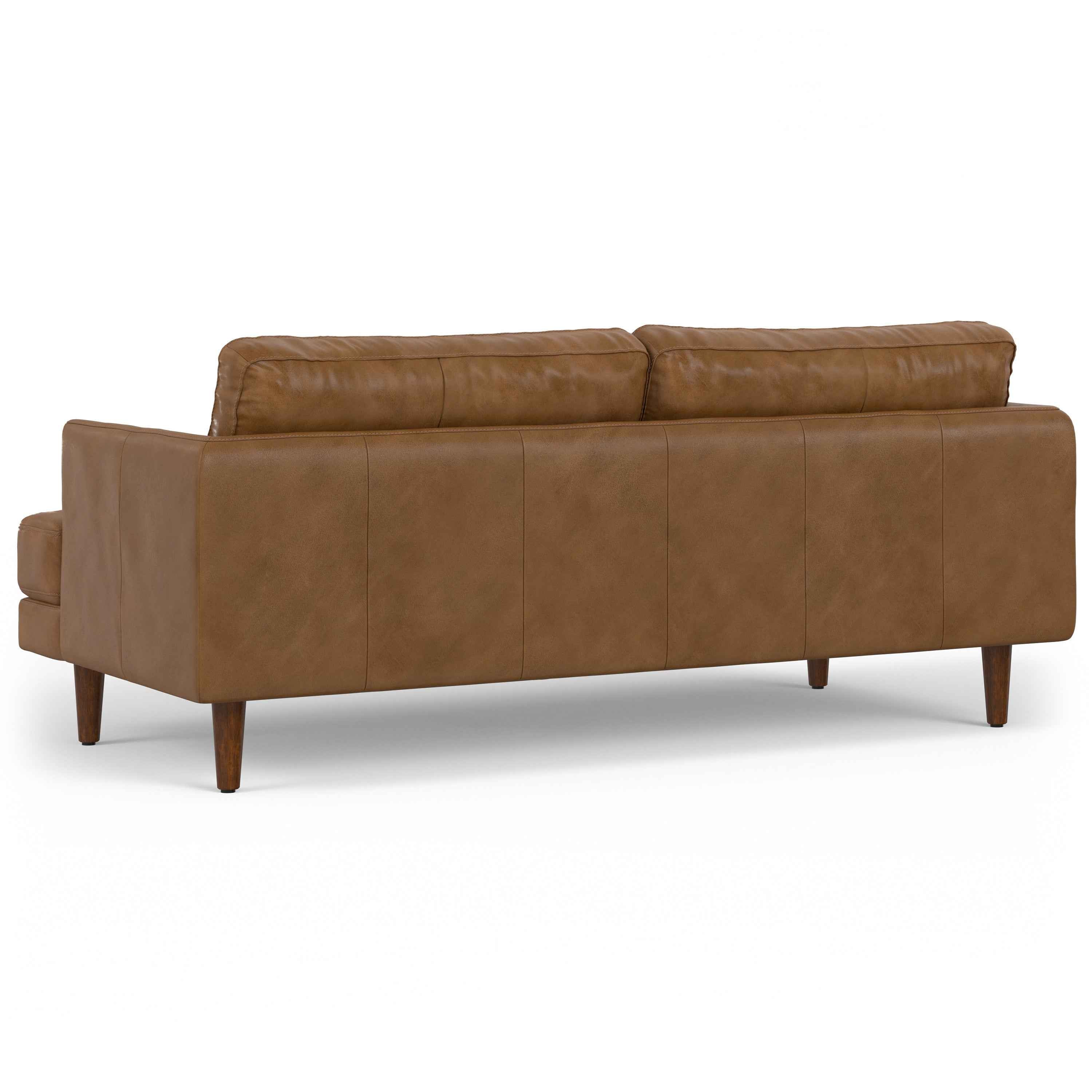 76" Brown Leather Sofa