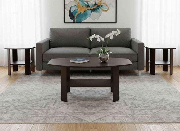 Set of Three 36" Brown Coffee Table With Shelf