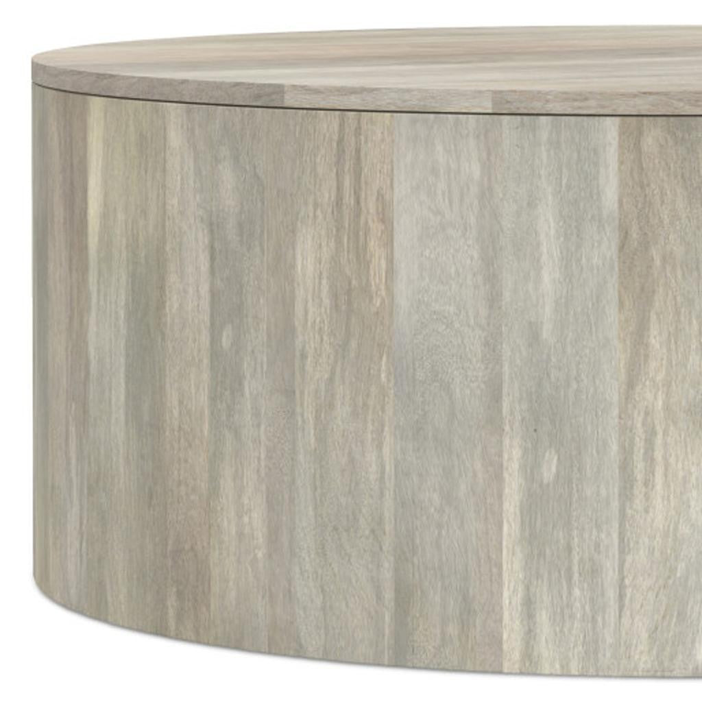 36" White Solid Wood Round Drum Coffee Table - Living Room