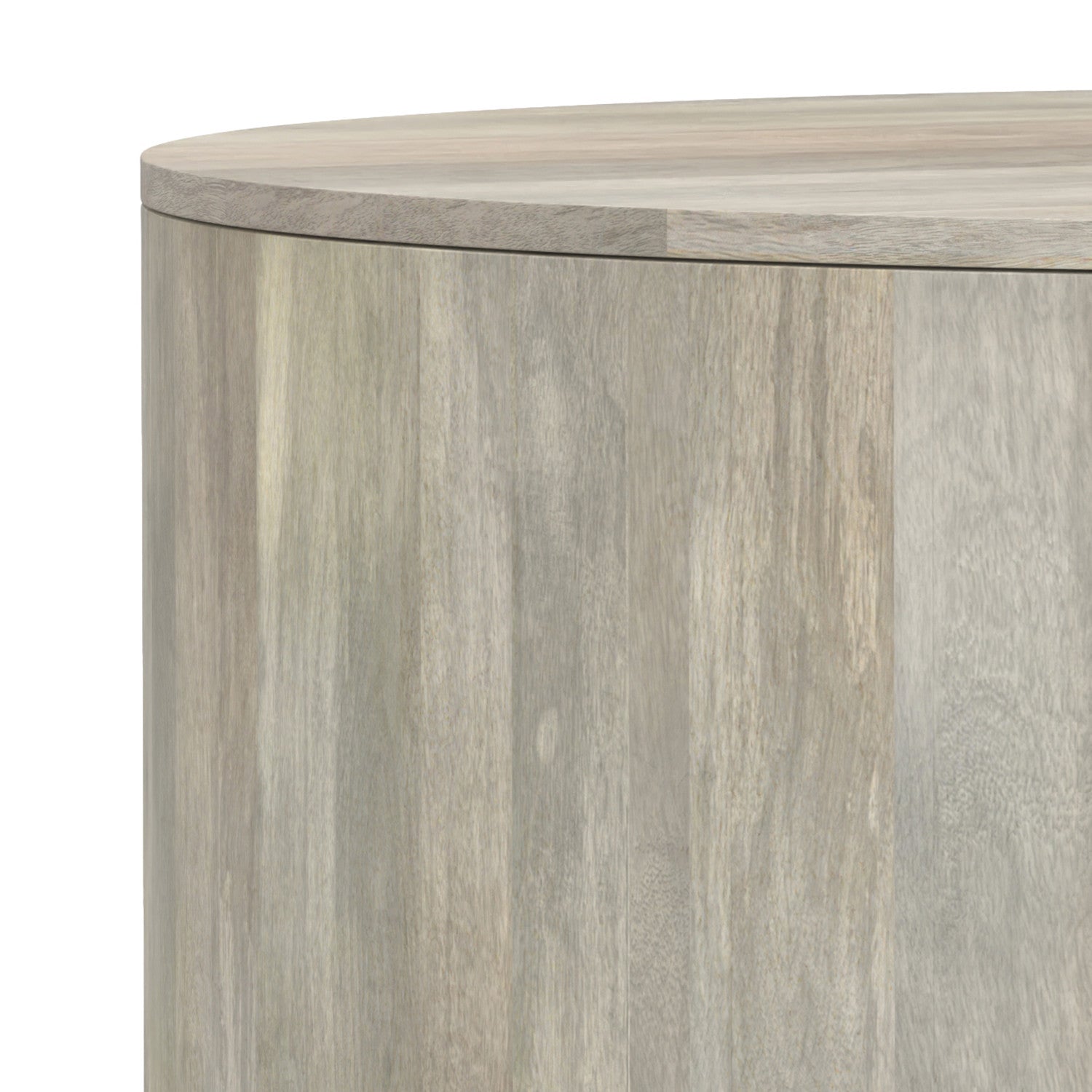 36" White Solid Wood Round Drum Coffee Table - Living Room