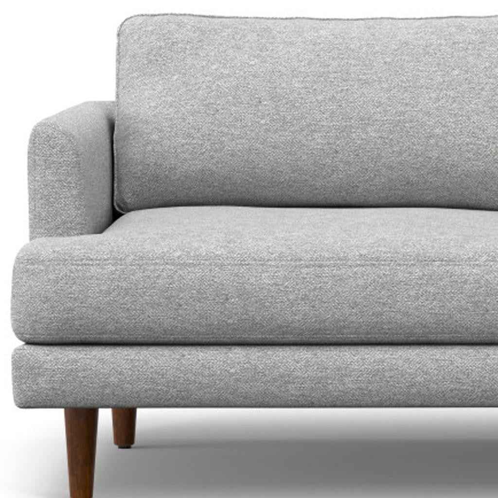 76" Gray Fabric Sofa With Brown Legs