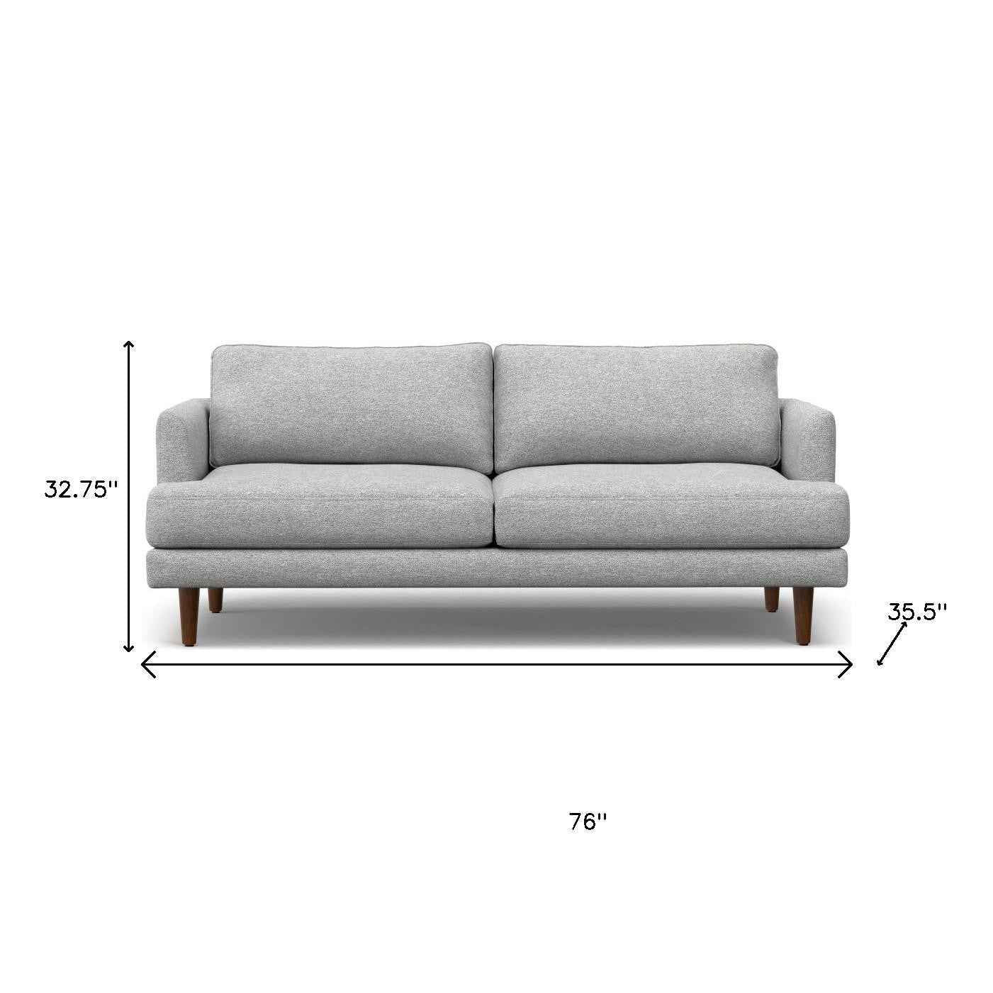 76" Gray Fabric Sofa With Brown Legs