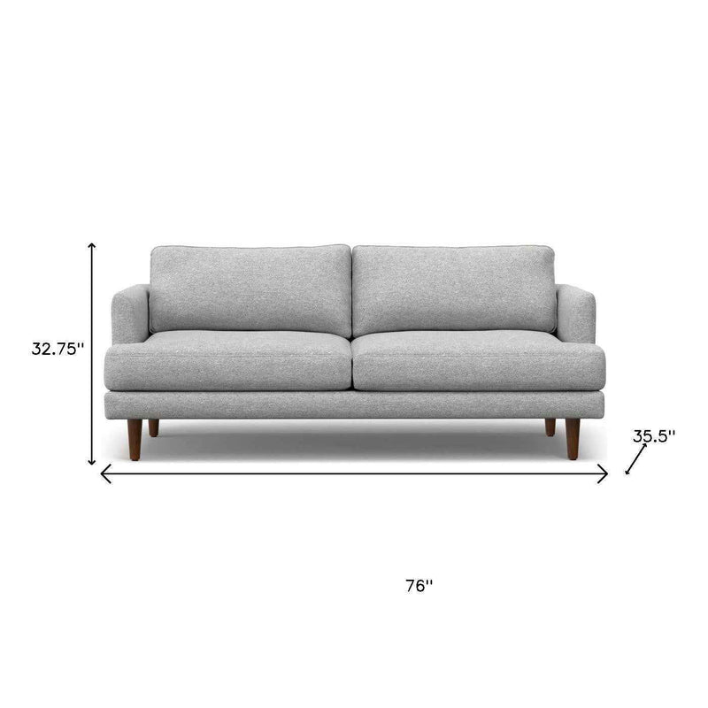 76" Gray Fabric Sofa With Brown Legs