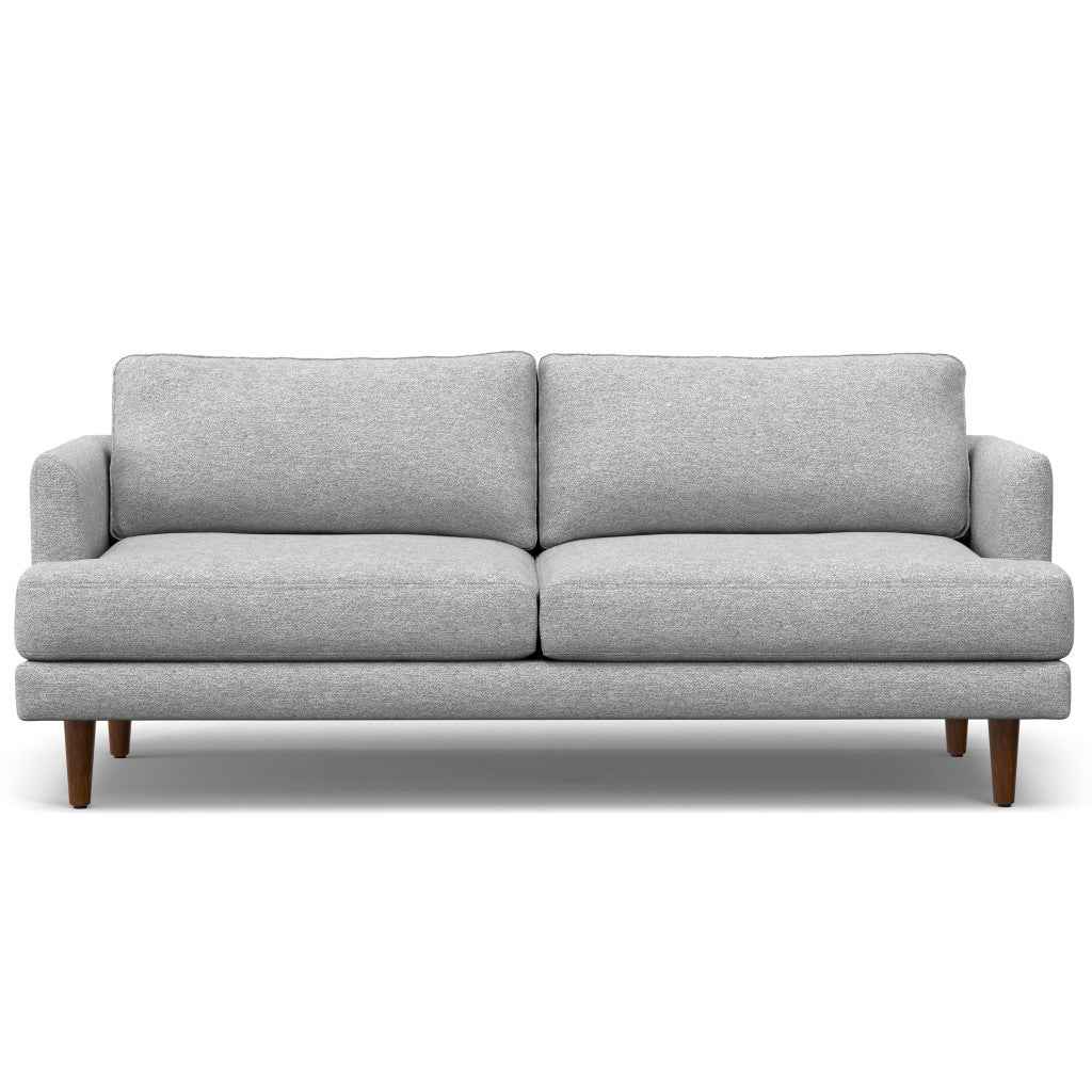 76" Gray Fabric Sofa With Brown Legs