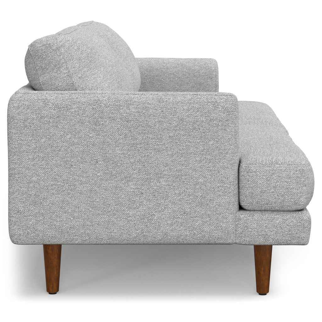 76" Gray Fabric Sofa With Brown Legs