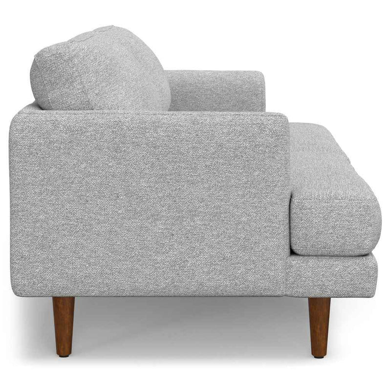 76" Gray Fabric Sofa With Brown Legs