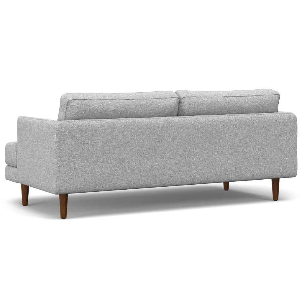 76" Gray Fabric Sofa With Brown Legs