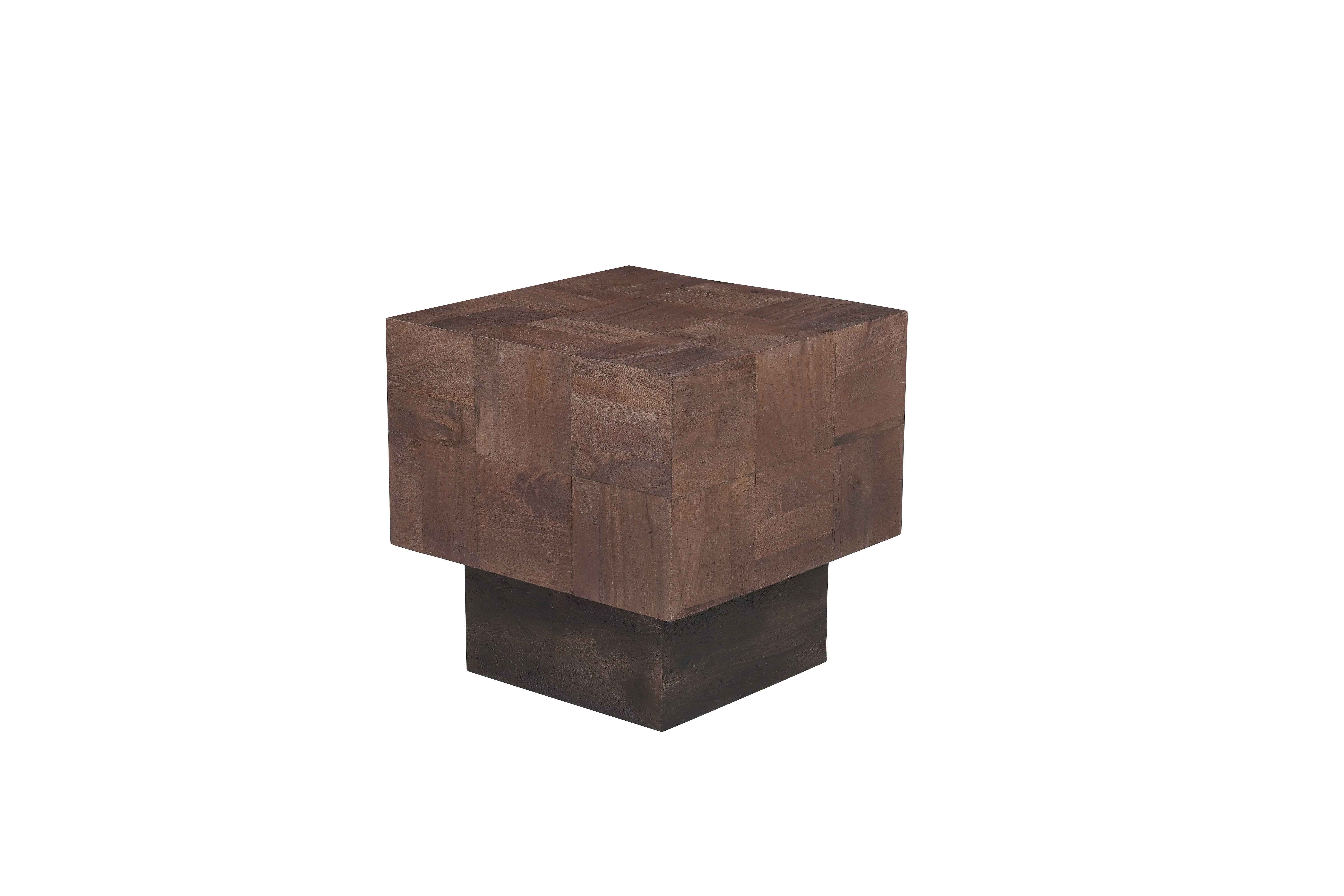 22" Black And Brown Solid Wood Square End Table