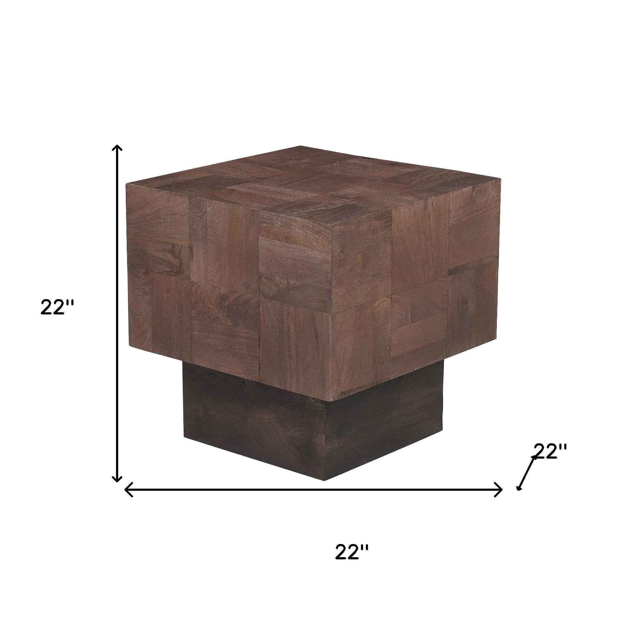 22" Black And Brown Solid Wood Square End Table
