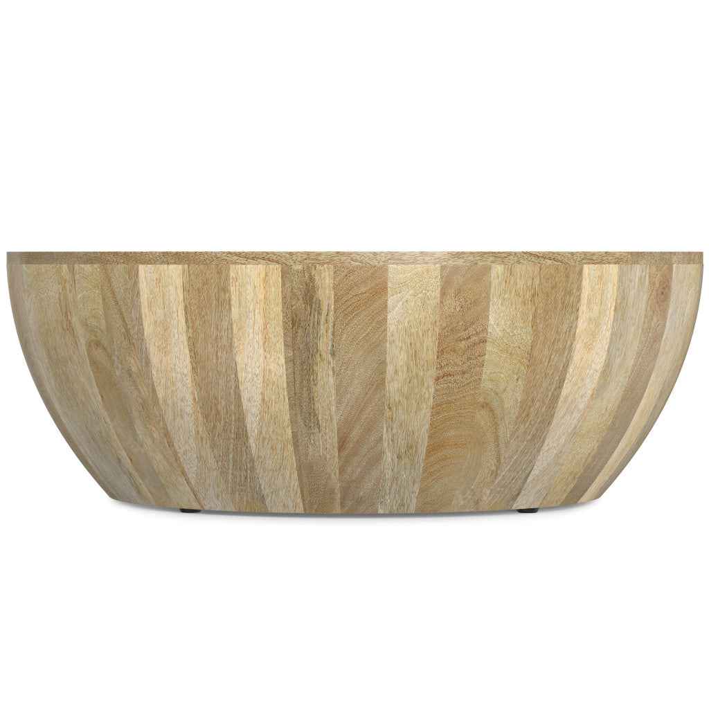 34" Natural Solid Wood Round Solid Coffee Table