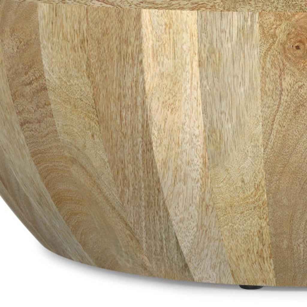 34" Natural Solid Wood Round Solid Coffee Table