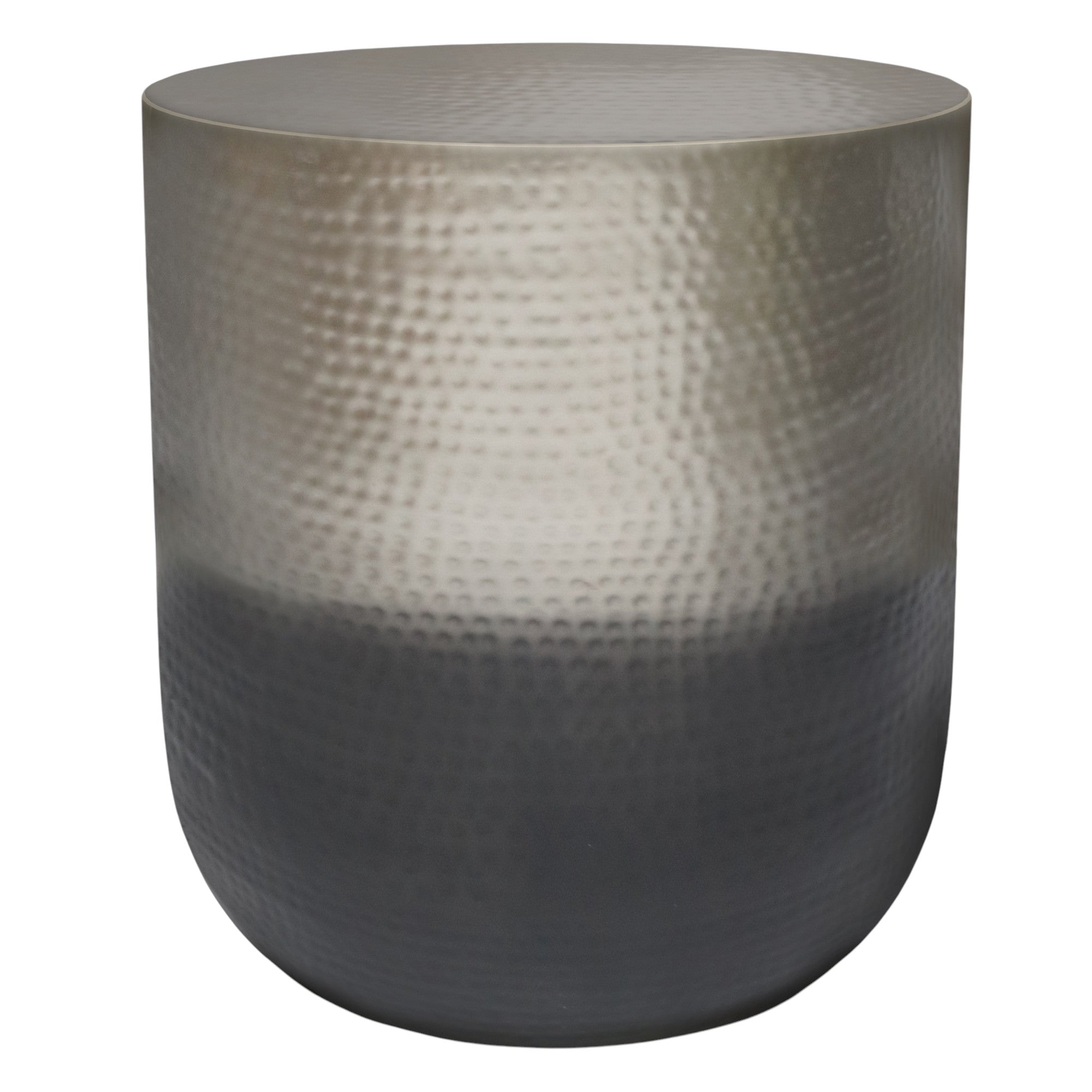 22" Glossy Silver Iron Round End Table - Living Room