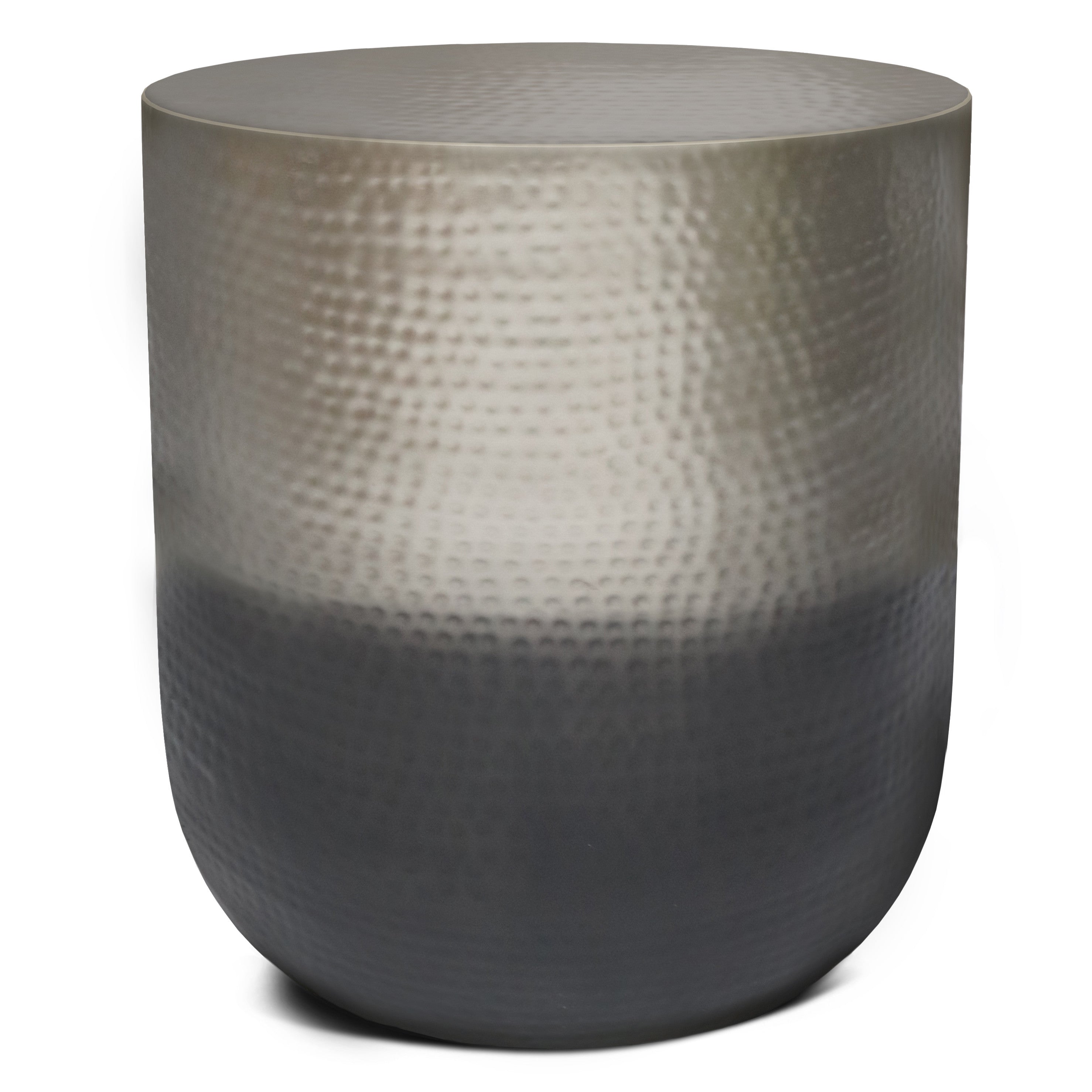22" Glossy Silver Iron Round End Table - Living Room
