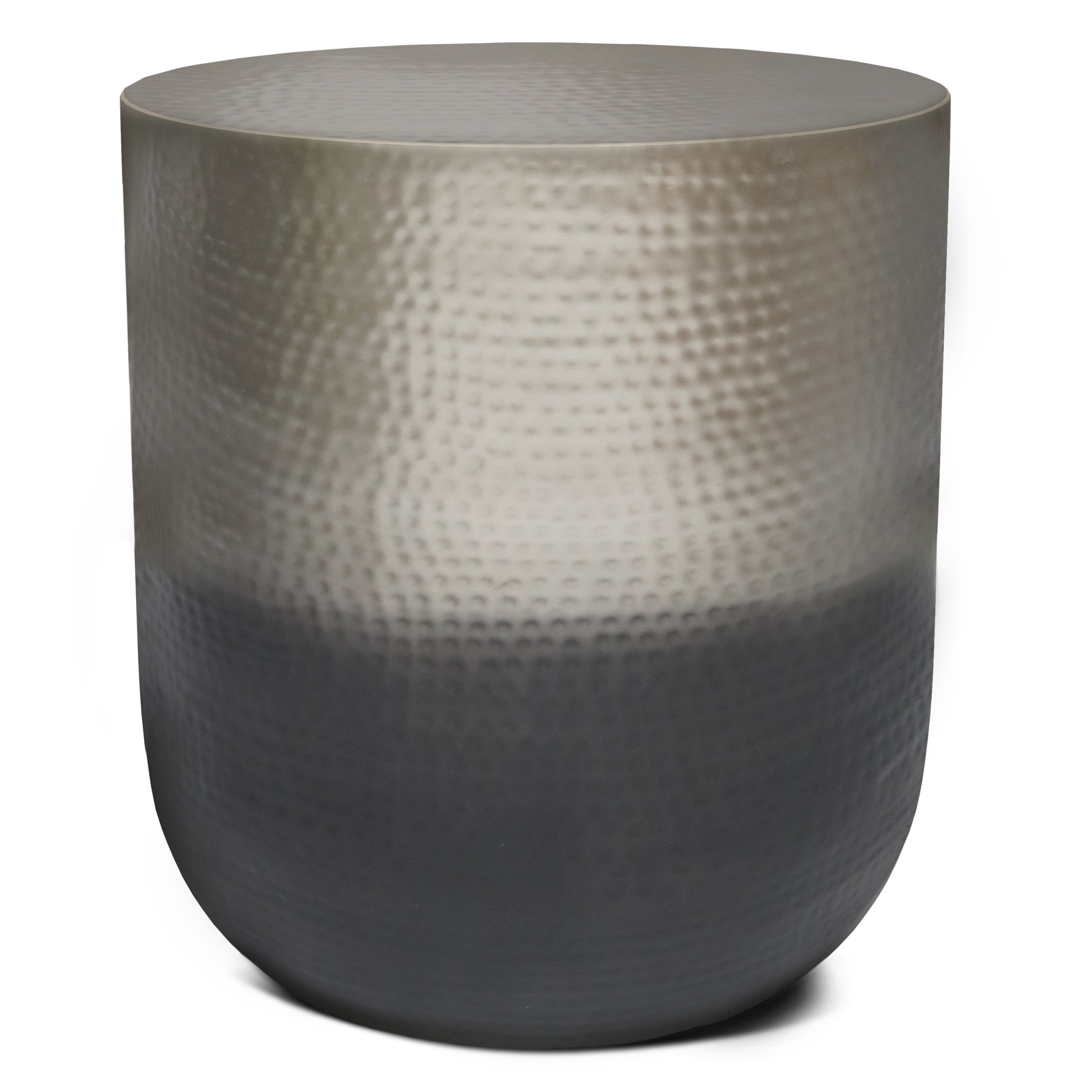 22" Glossy Silver Iron Round End Table - Living Room