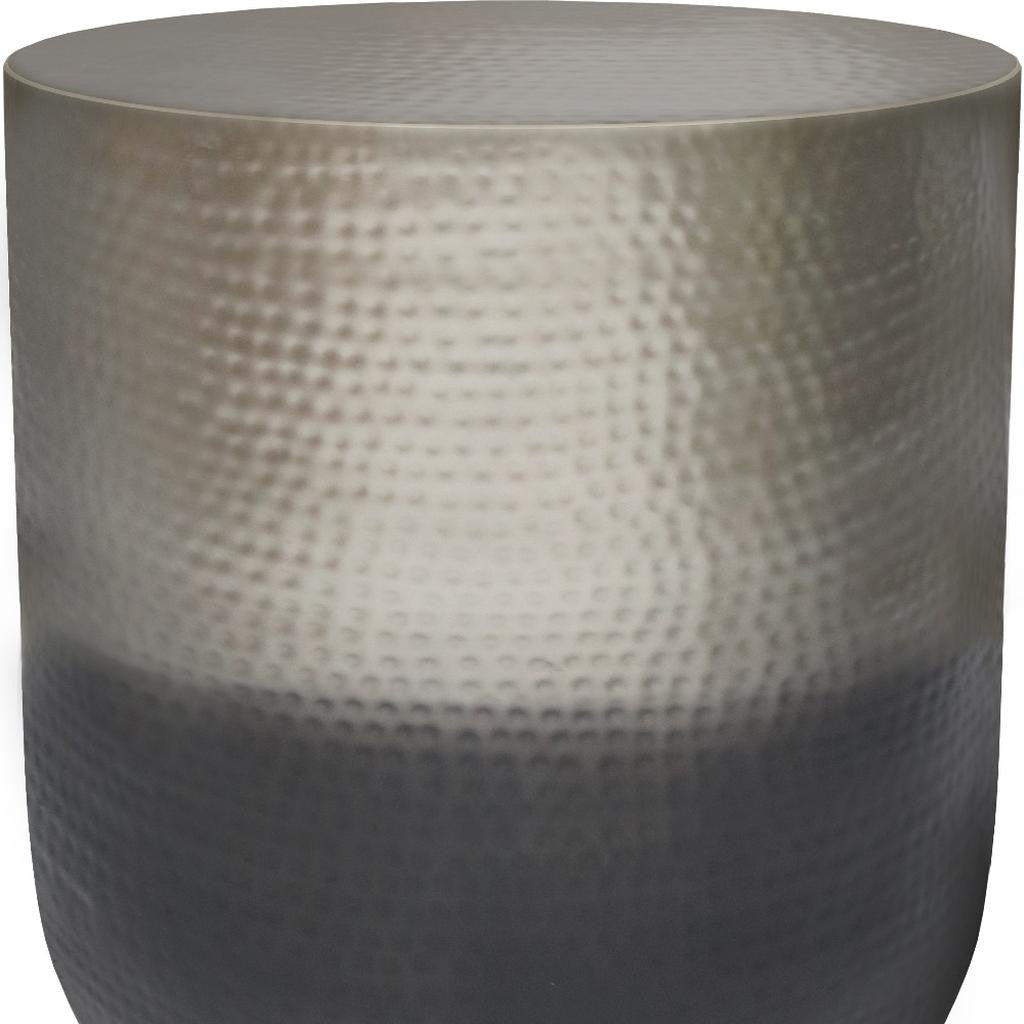 22" Glossy Silver Iron Round End Table - Living Room
