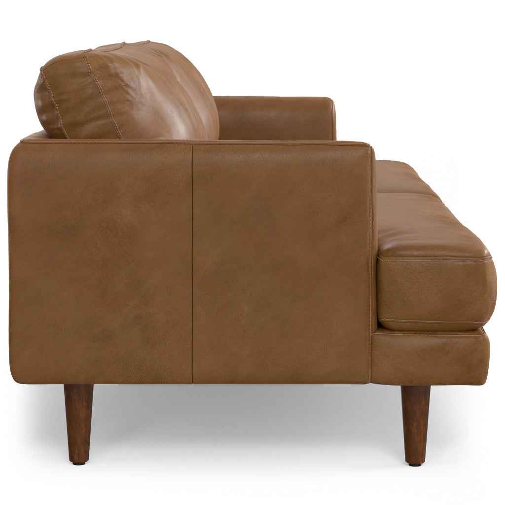 90" Brown Leather Sofa