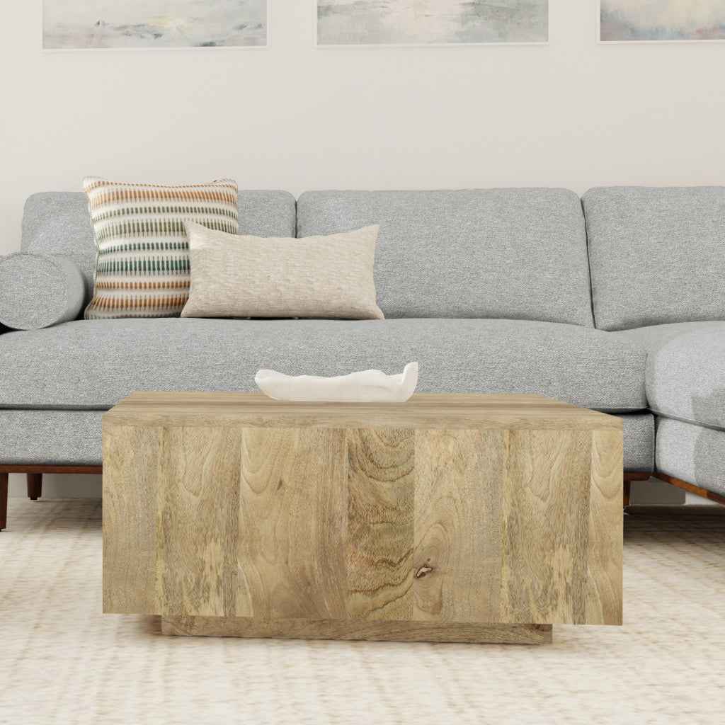 30" Natural Solid Wood Square Solid Coffee Table