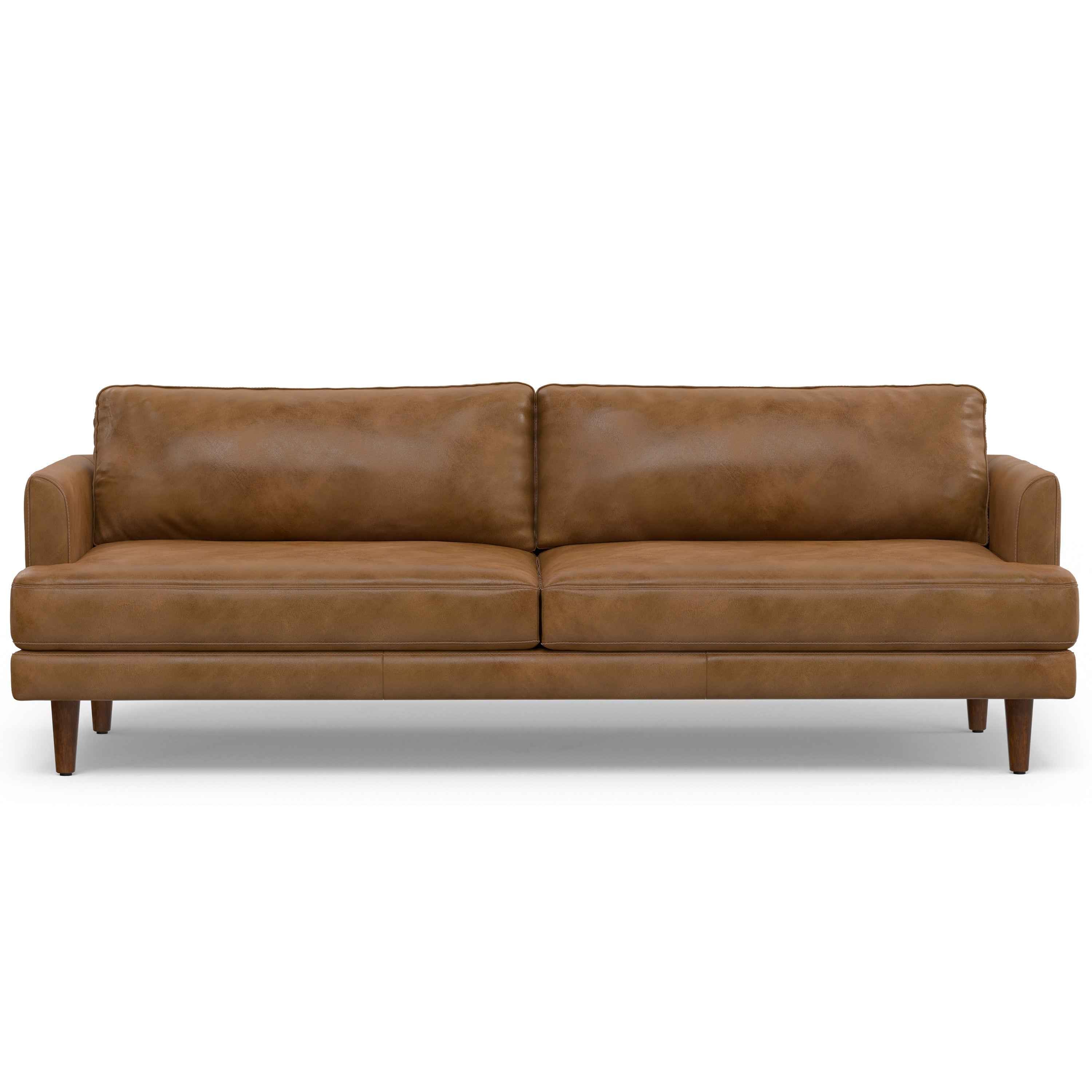 90" Brown Leather Sofa