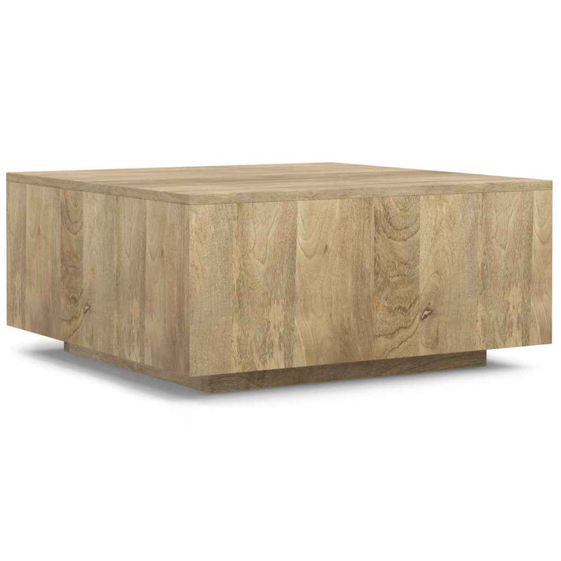 30" Natural Solid Wood Square Solid Coffee Table