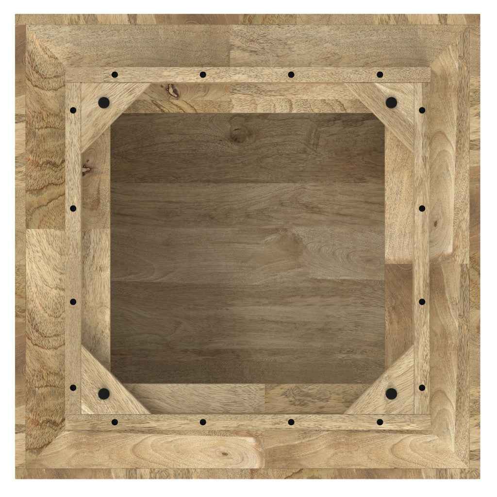 30" Natural Solid Wood Square Solid Coffee Table
