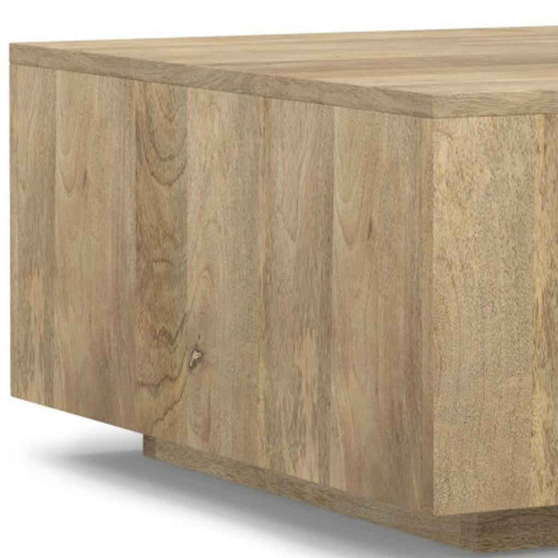 30" Natural Solid Wood Square Solid Coffee Table