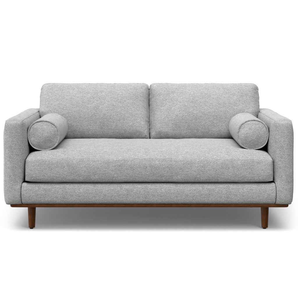 72" Gray Fabric Sofa With Brown Legs