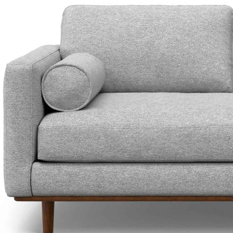 72" Gray Fabric Sofa With Brown Legs