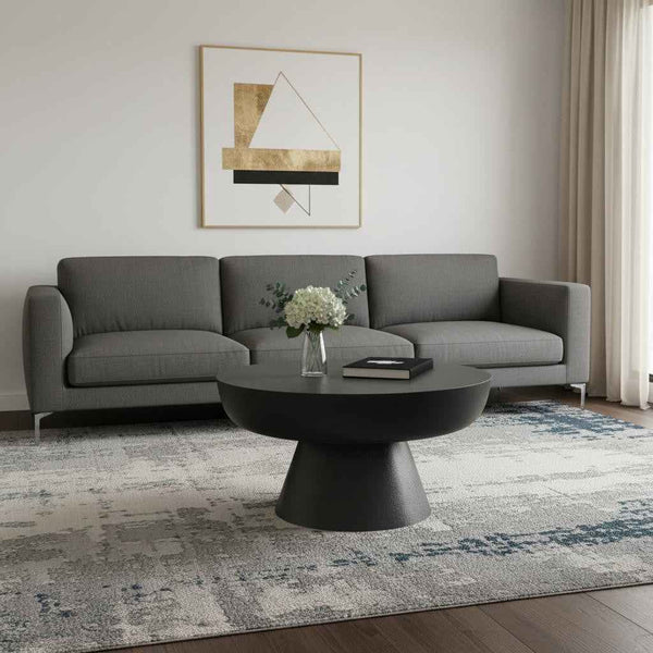 30" Black Aluminum Round Solid Coffee Table Default Title