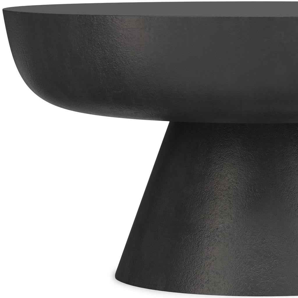 30" Black Aluminum Round Solid Coffee Table