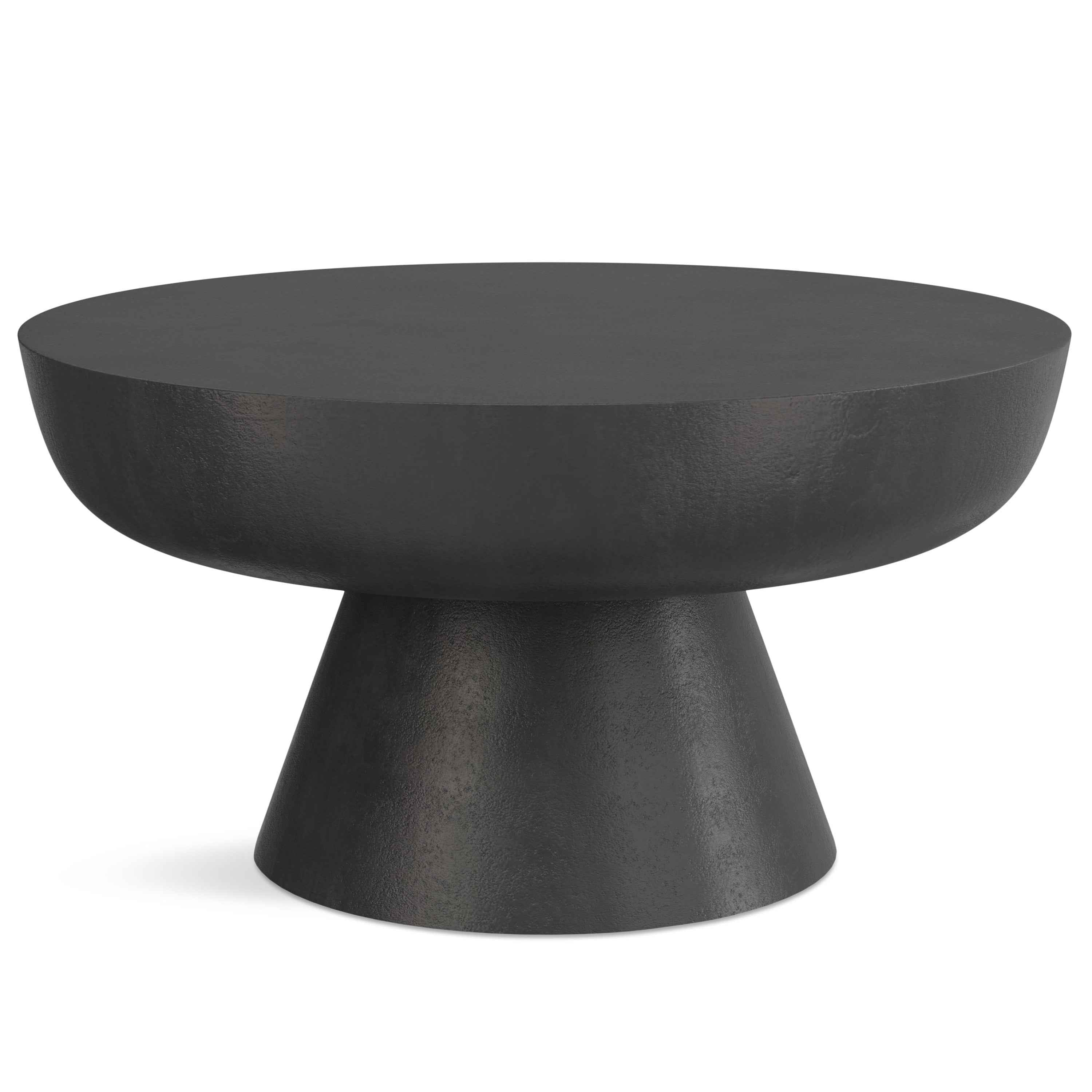 30" Black Aluminum Round Solid Coffee Table