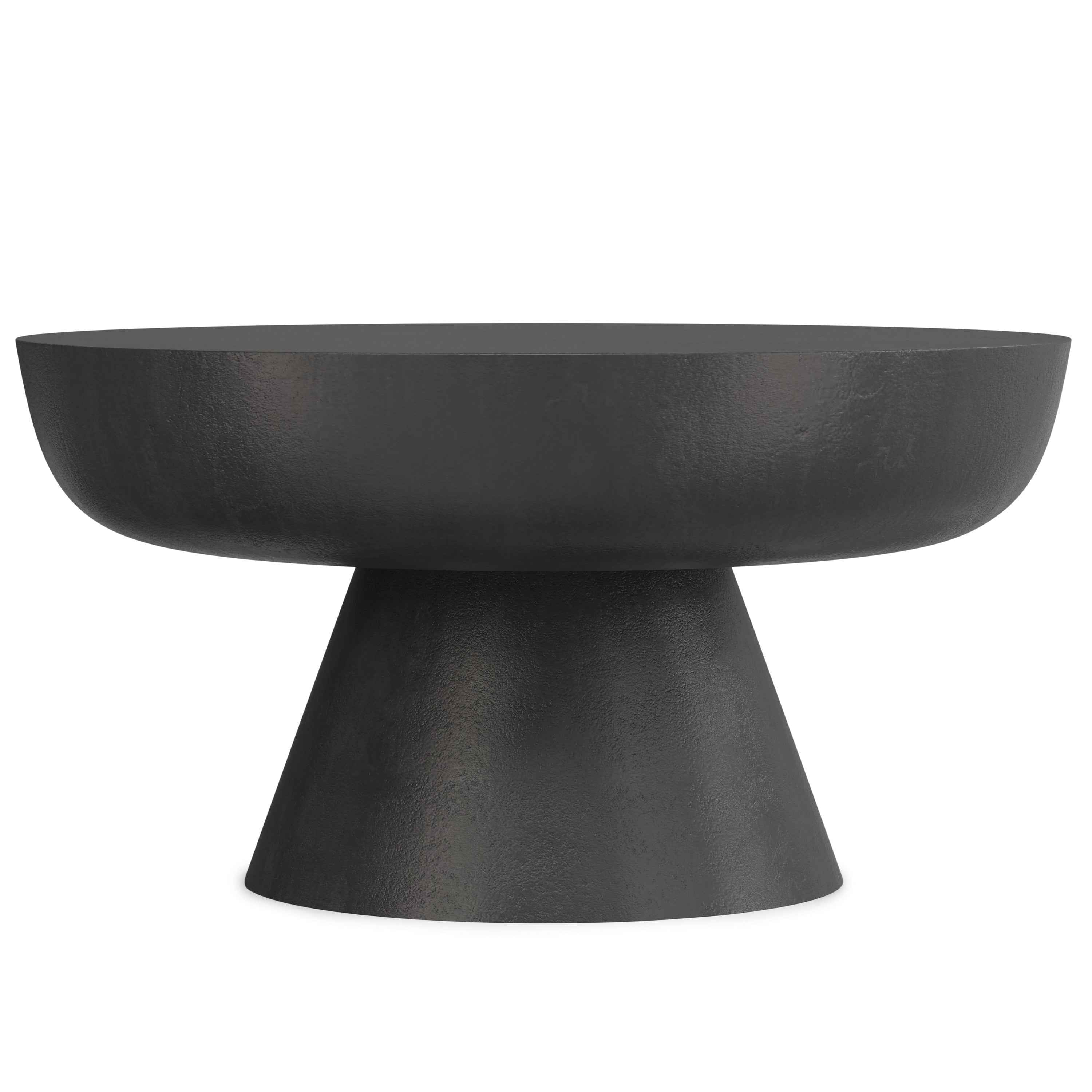 30" Black Aluminum Round Solid Coffee Table