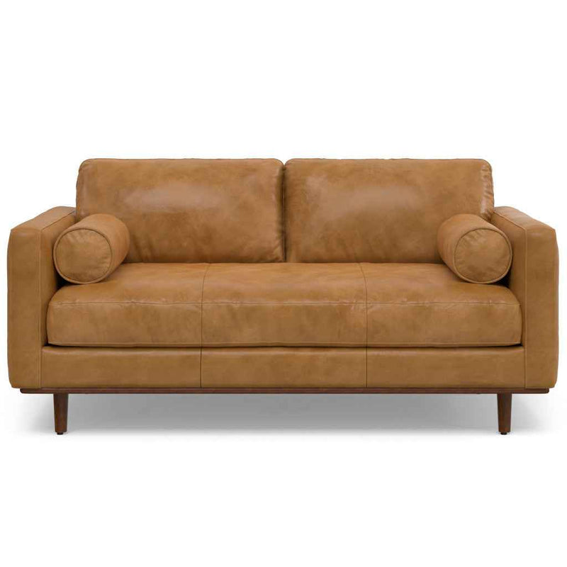 72" Sienna Leather Sofa With Brown Legs