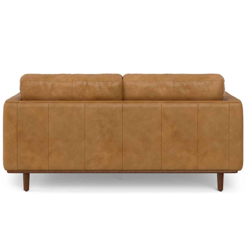 72" Sienna Leather Sofa With Brown Legs