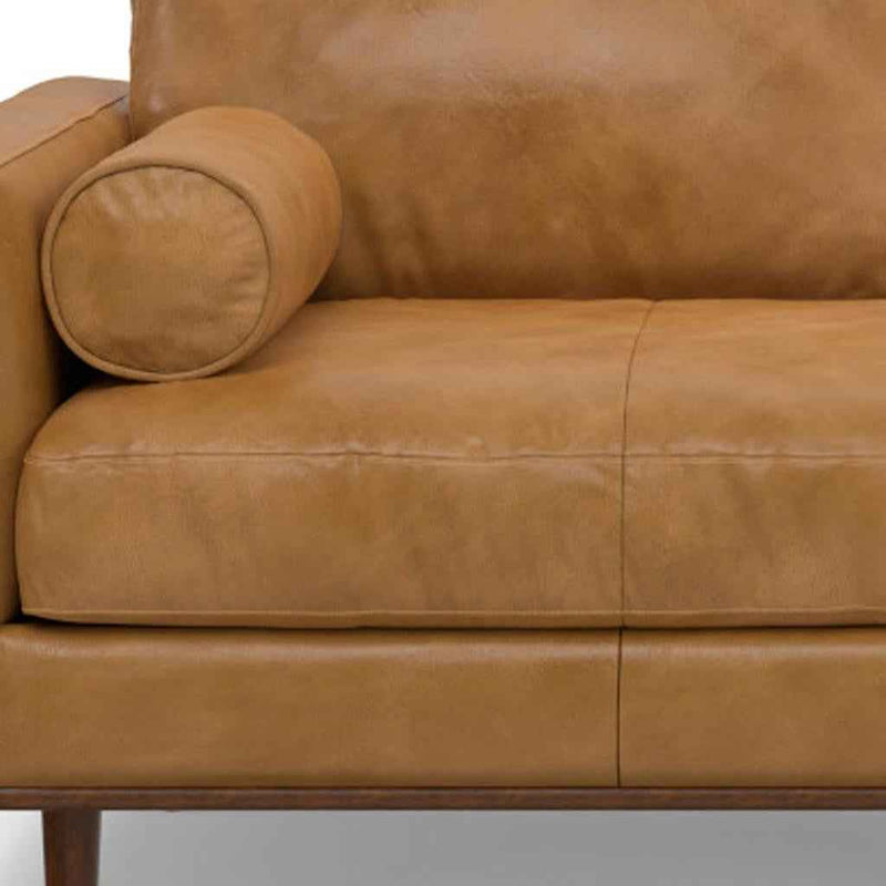 72" Sienna Leather Sofa With Brown Legs