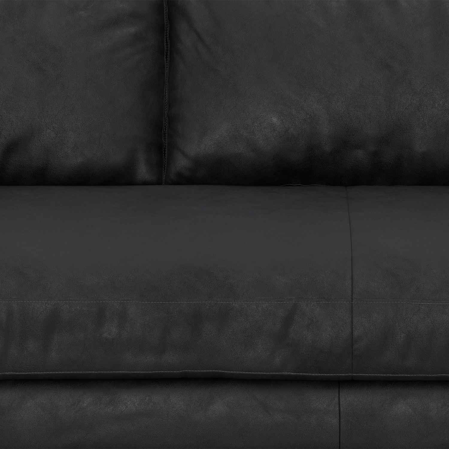 72" Black Leather Sofa With Brown Legs