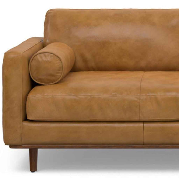 89" Sienna Leather Sofa With Brown Legs