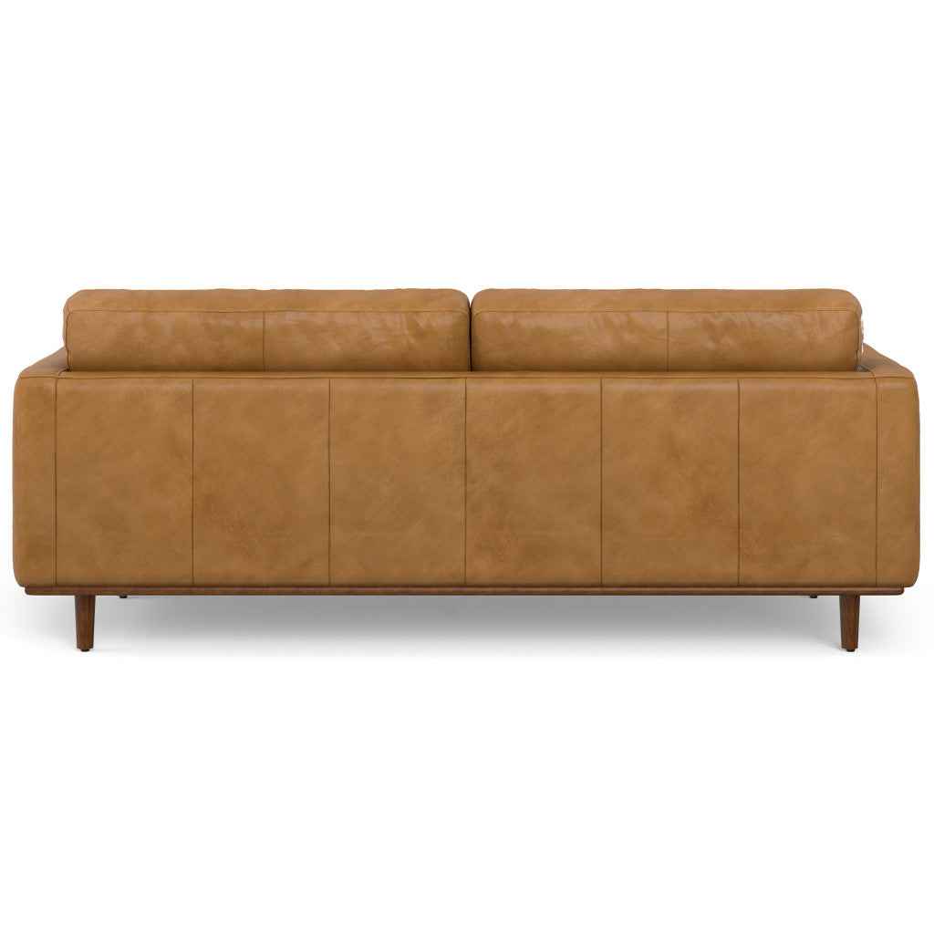 89" Sienna Leather Sofa With Brown Legs