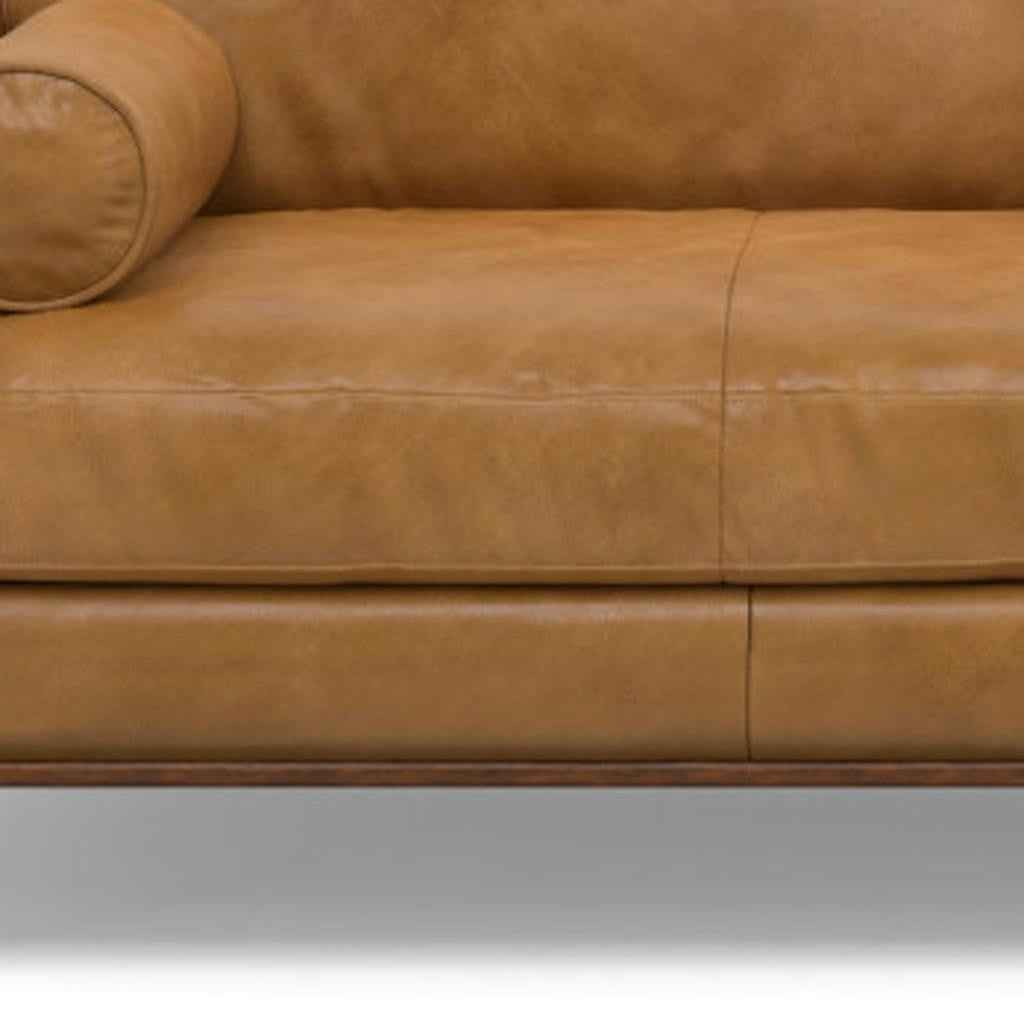 89" Sienna Leather Sofa With Brown Legs