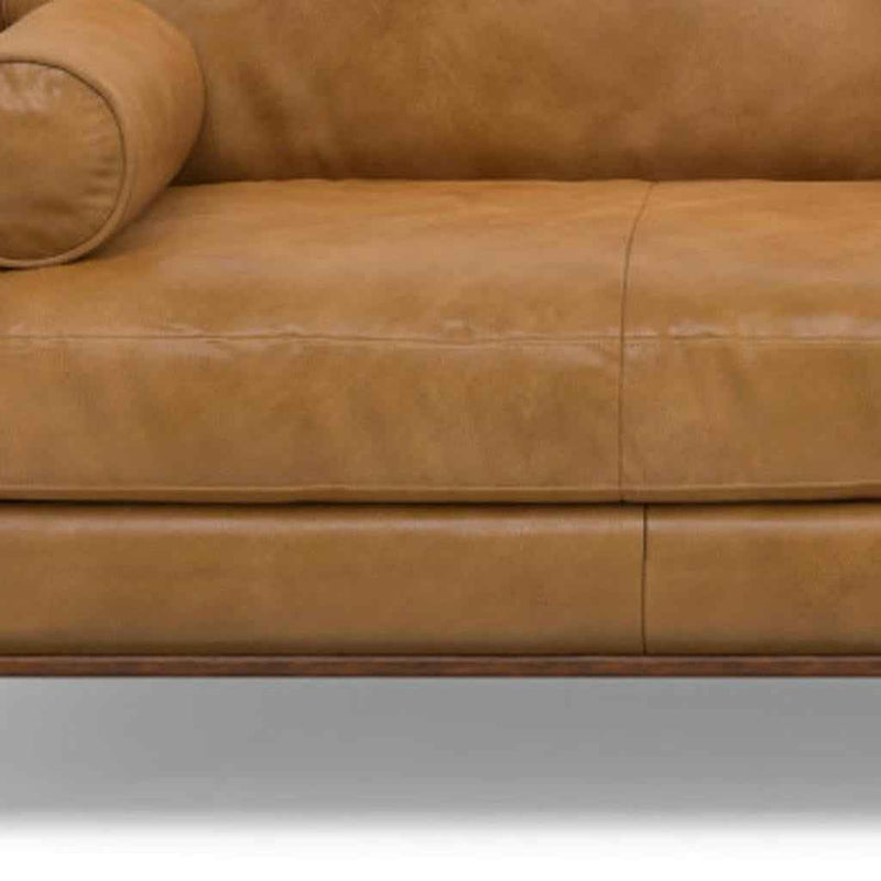 89" Sienna Leather Sofa With Brown Legs