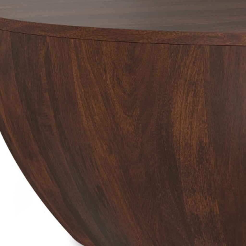 34" Brown Solid Wood Round Solid Coffee Table