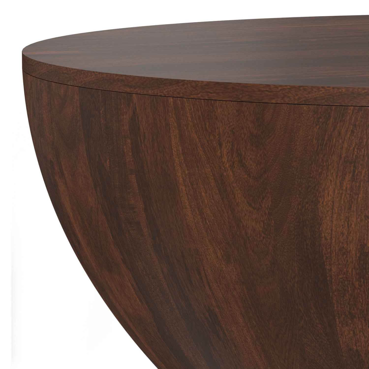 34" Brown Solid Wood Round Solid Coffee Table