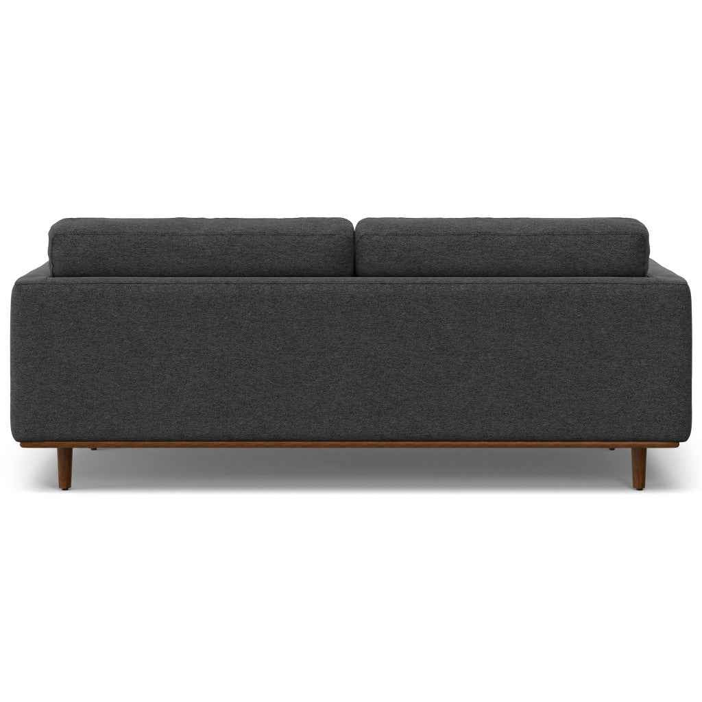 89" Gray Fabric Sofa With Brown Legs