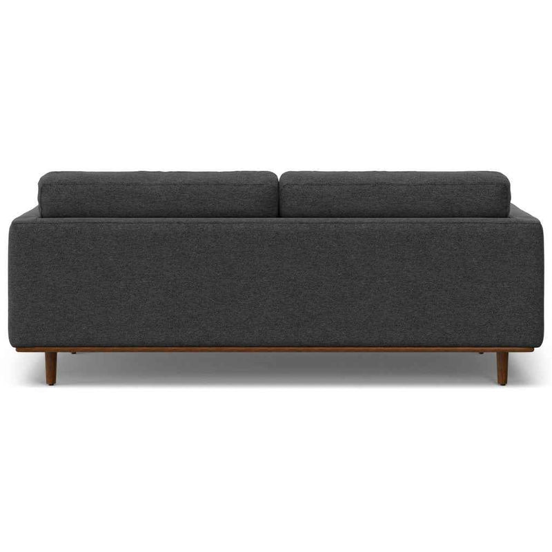 89" Gray Fabric Sofa With Brown Legs