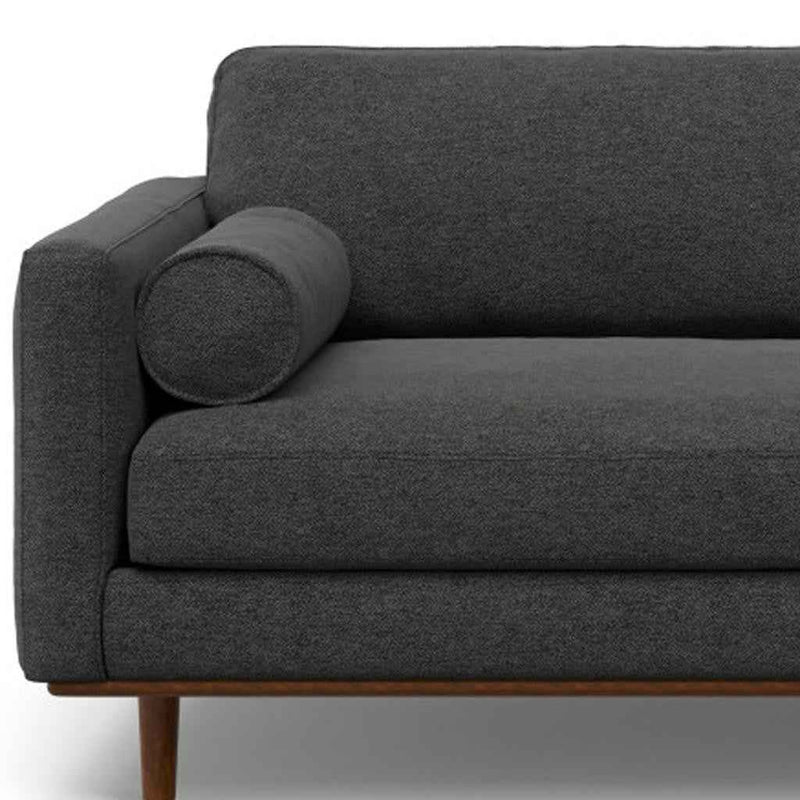 89" Gray Fabric Sofa With Brown Legs